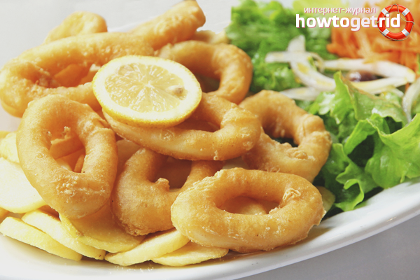 Squid rings in mineral batter